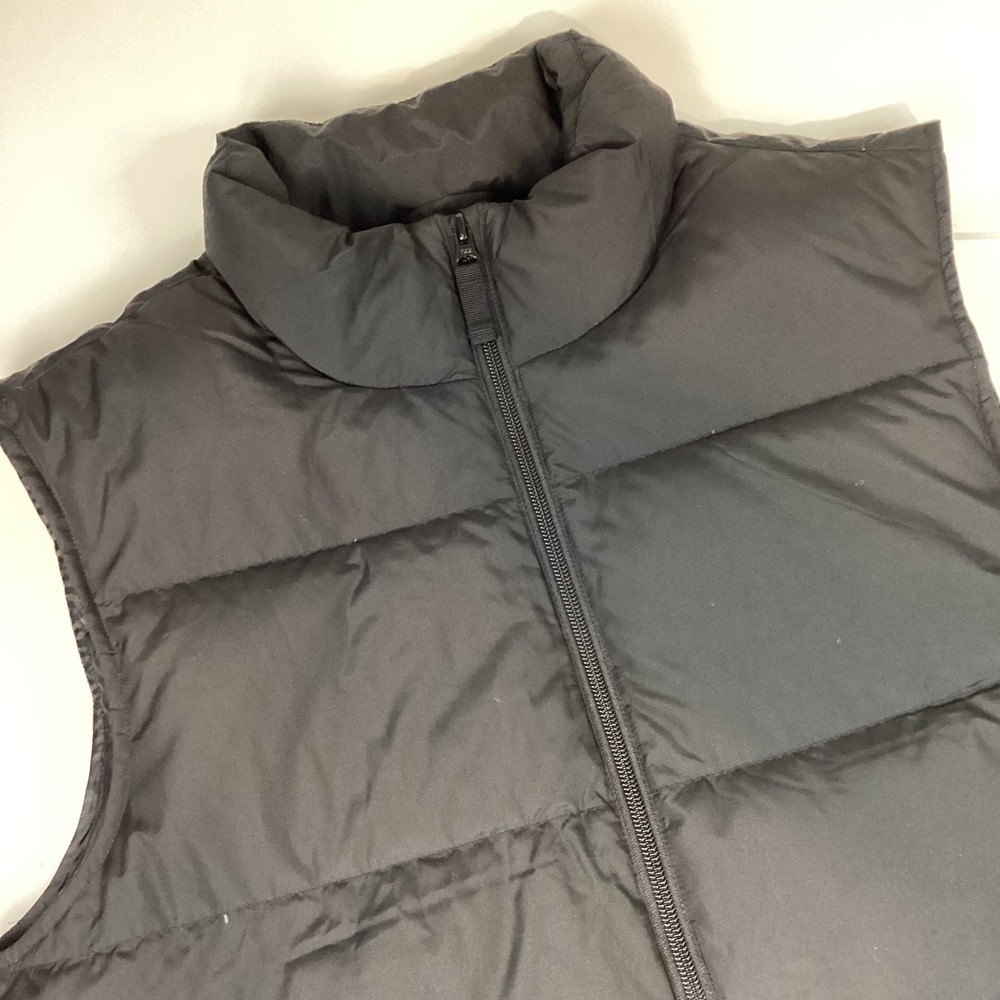 Lands End Mens Black Puffer Vest Down Insulated Quilted Full Zip Jacket Medium